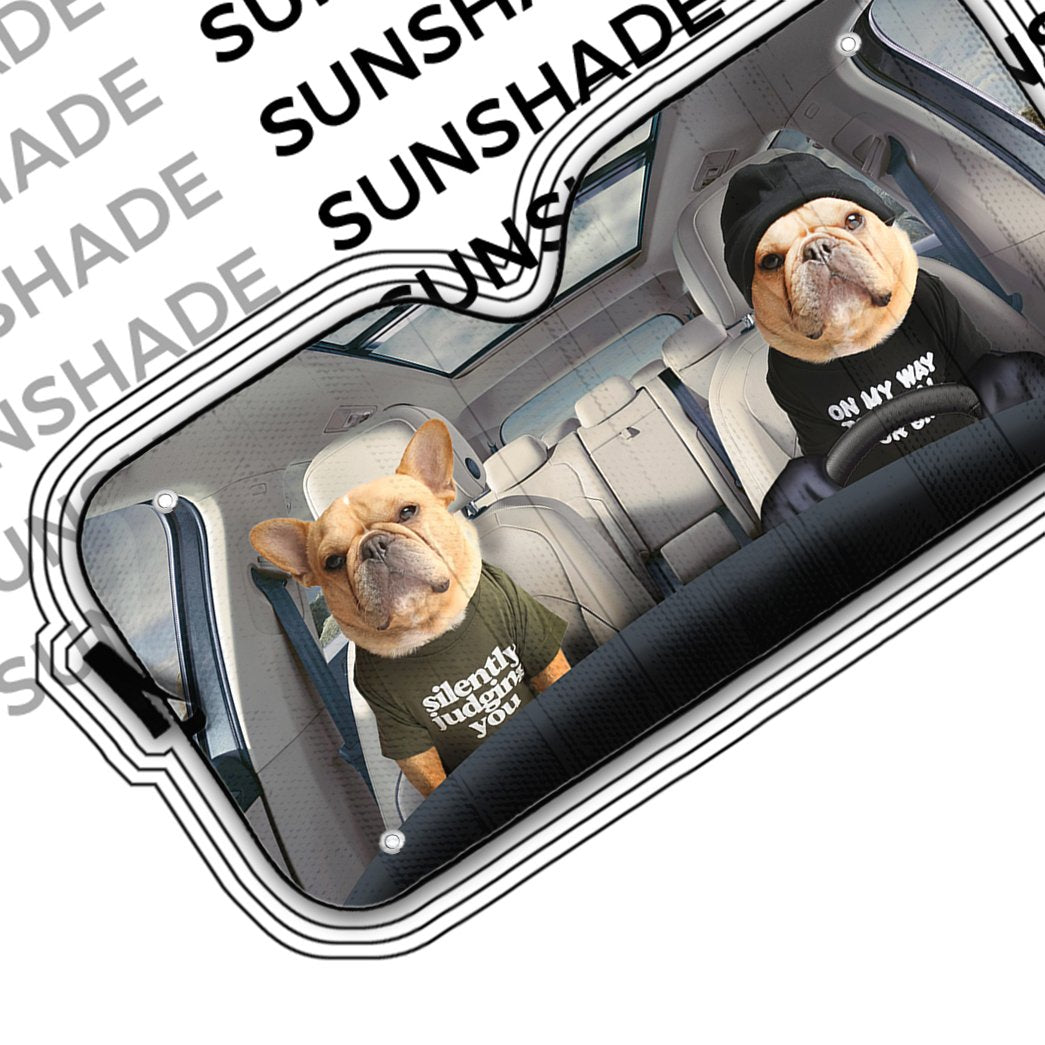 Couple Bulldogs Custom Car Auto Sunshade
