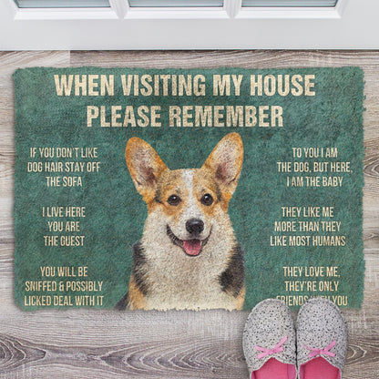 Please Remember Corgi Dog's House Rule Doormat