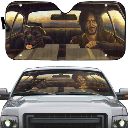 JW And The Dog Custom Auto Car Sunshade