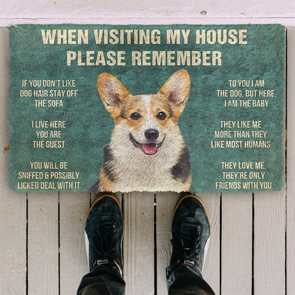 Please Remember Corgi Dog's House Rule Doormat