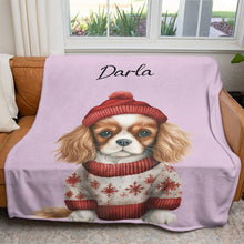 Load image into Gallery viewer, Personalized Pup In Ugly Sweater Custom Soft Blanket

