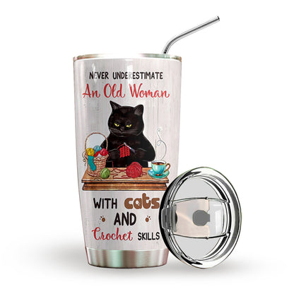 Black Cat Crochet Personalized Tumbler