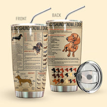 Load image into Gallery viewer, Dachshund Knowledge Personalized Tumbler
