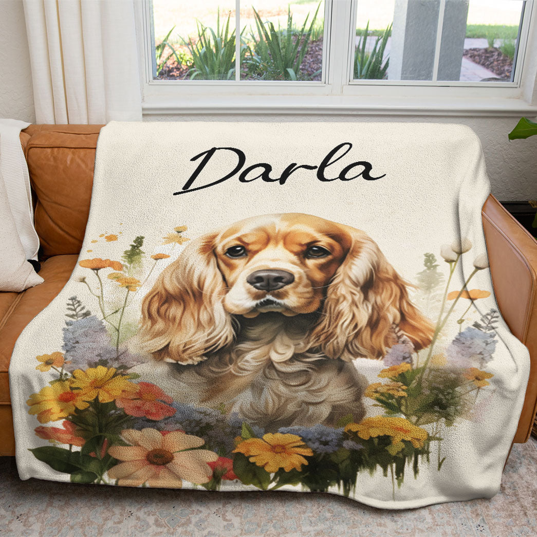 Personalized Pet Flower Christmas Soft Blanket