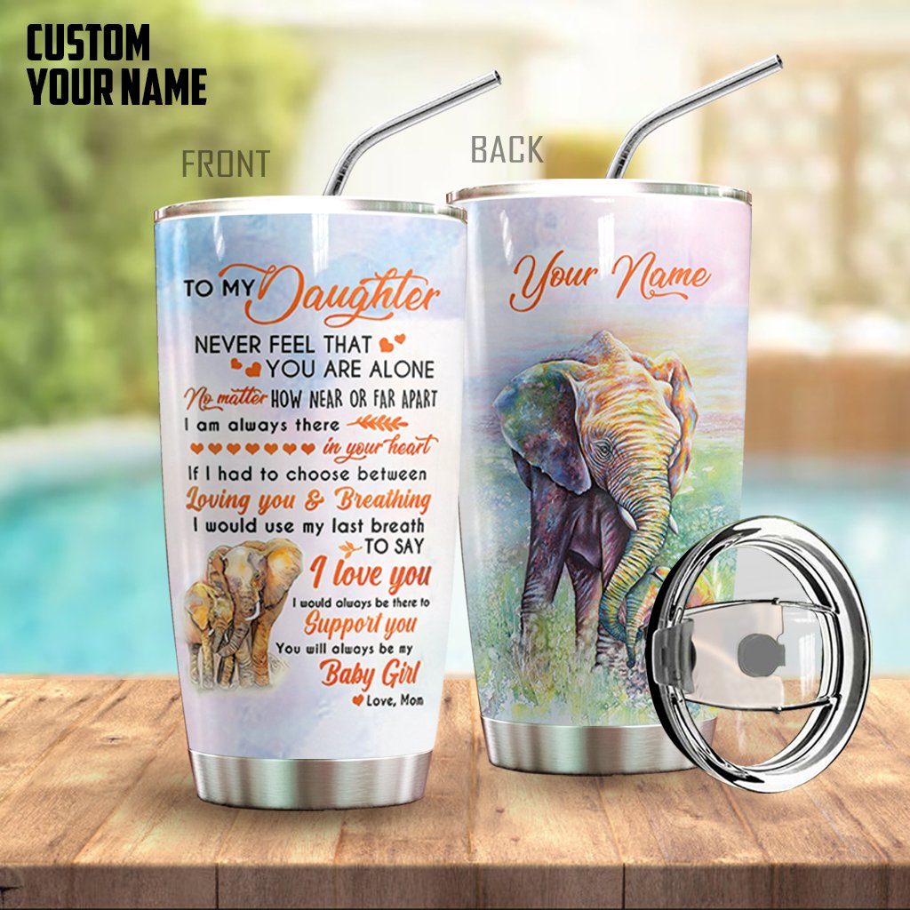 Elephant Mom To Daughter Personalized Tumbler