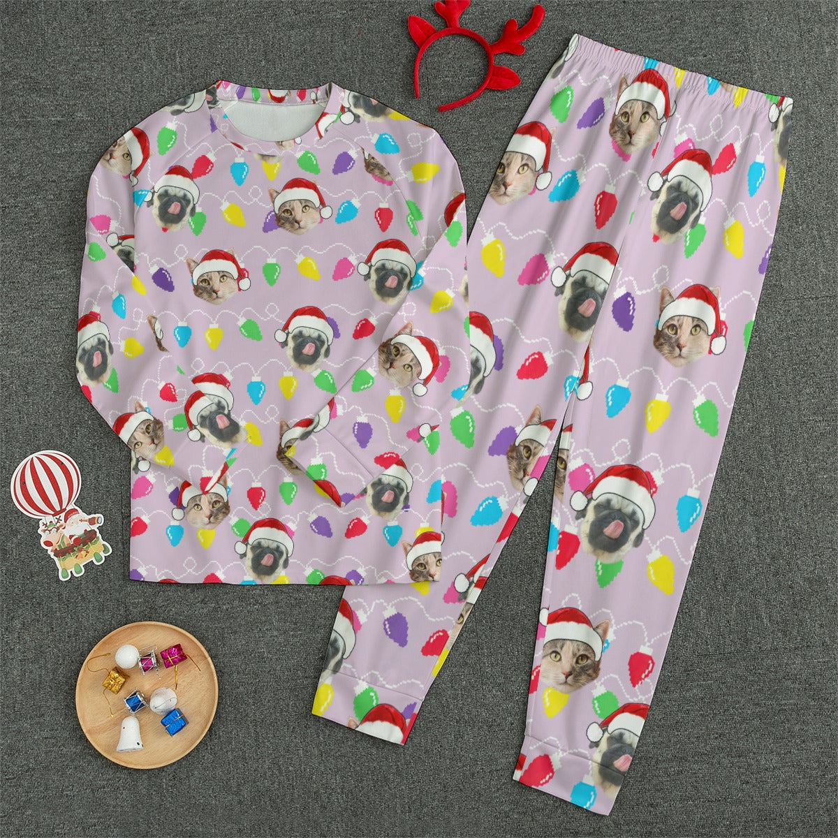 Personalized Pet Dog Cat Christmas Light Unisex Pajama Set