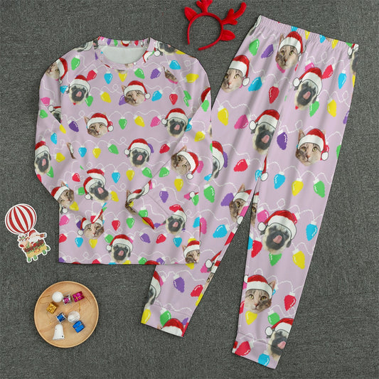Personalized Pet Dog Cat Christmas Light Unisex Pajama Set