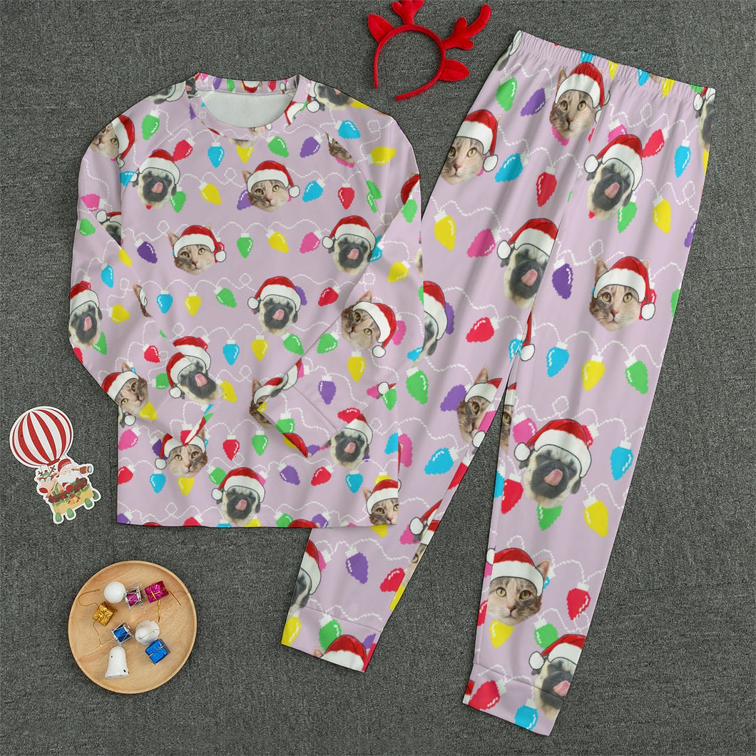 Personalized Pet Dog Cat Christmas Light Unisex Pajama Set