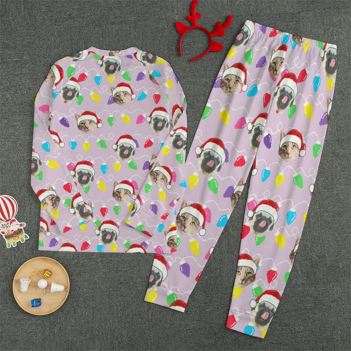 Personalized Pet Dog Cat Christmas Light Unisex Pajama Set