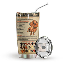 Load image into Gallery viewer, Dachshund Knowledge Personalized Tumbler
