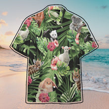 Load image into Gallery viewer, Cat Face Hawaii Button Shirt
