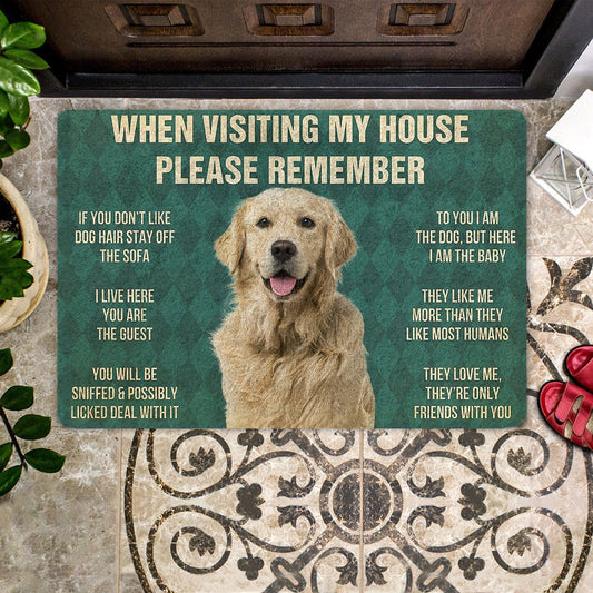 Please Remember Golden Retriever Dog's House Rule Doormat
