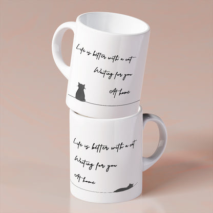 Sitting Cat and Sleeping Cat Coffee Mug