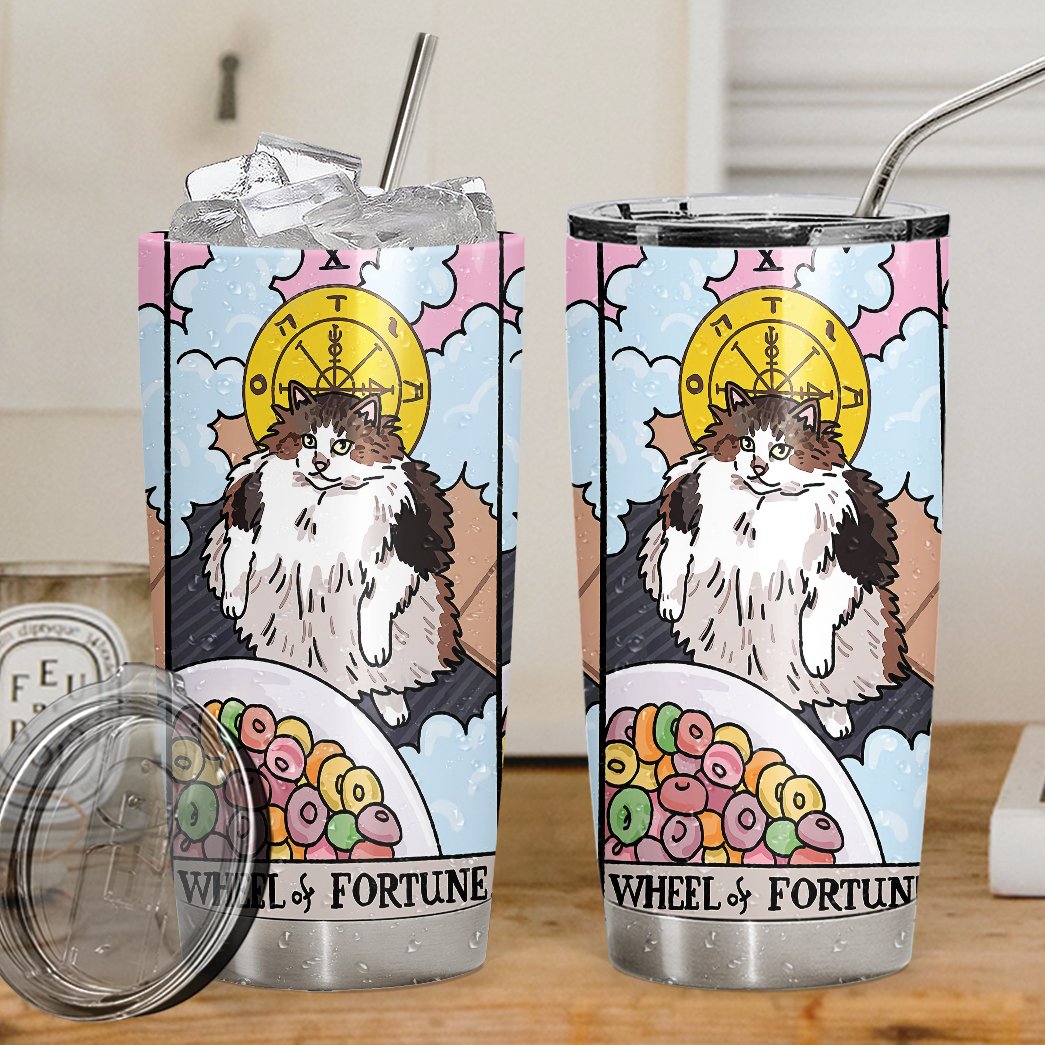 Wheel of Fortune Tarot Cat Custom Tumbler