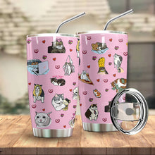 Load image into Gallery viewer, Sad Cat Meme Pink Custom Tumbler
