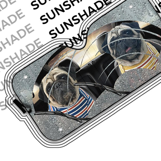 Two Cute Pugs Custom Car Auto Sunshade