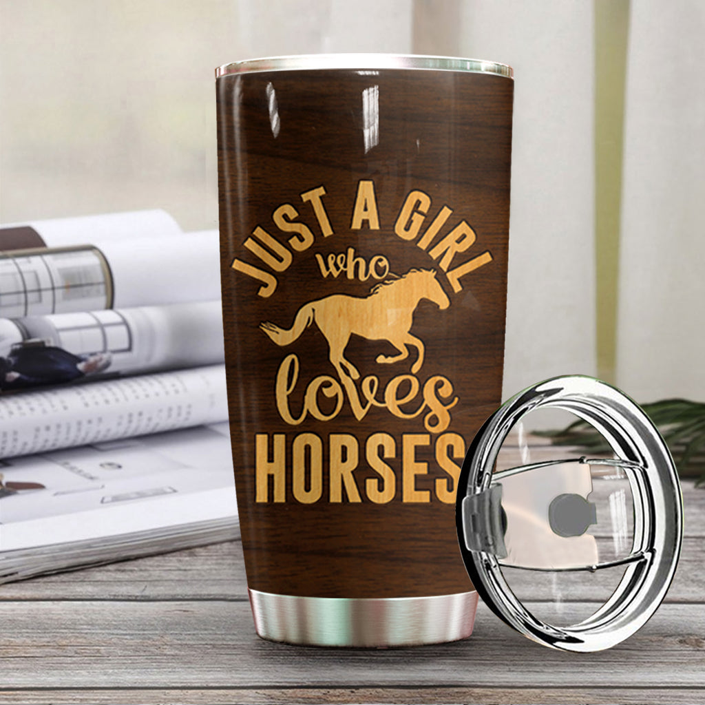 A Girl Who Loves Horses Personalized Tumbler