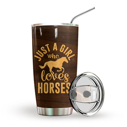 A Girl Who Loves Horses Personalized Tumbler