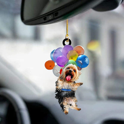 Yorkshire Terrier Dog Fly With Bubbles Car Hanging Ornament