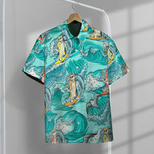 Load image into Gallery viewer, Cat Surfing Hawaii Button Shirt
