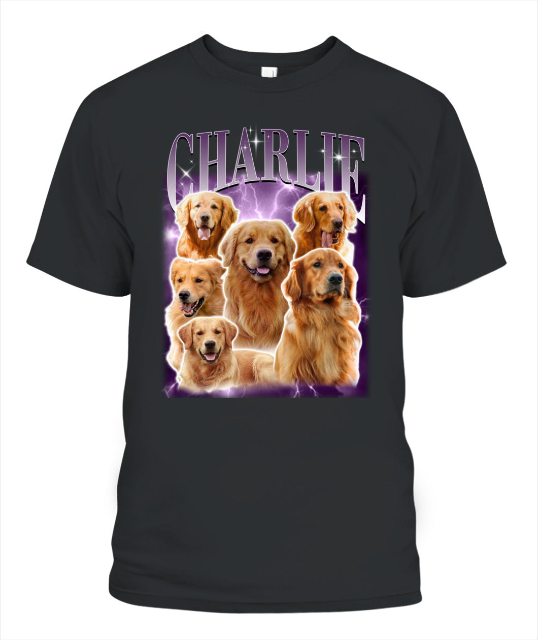 Personalized Pet Dog Cat Vintage Photo And  Name Printed Unisex T-Shirt