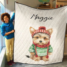 Load image into Gallery viewer, Personalized Pup In Ugly Sweater Custom Quilt
