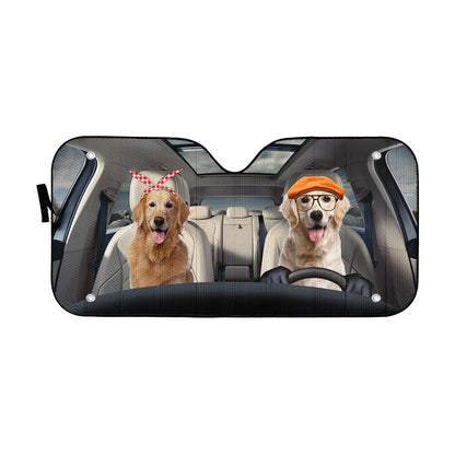 Golden Retriever Family Dog Custom Car Auto Sunshade
