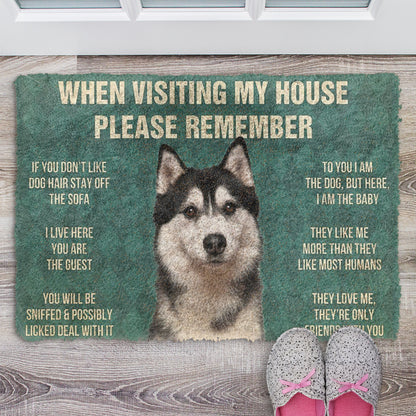 Please Remember Husky Dog's House Rule Doormat