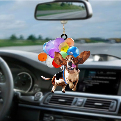 Basset Hound Dog Fly With Bubbles Car Hanging Ornament