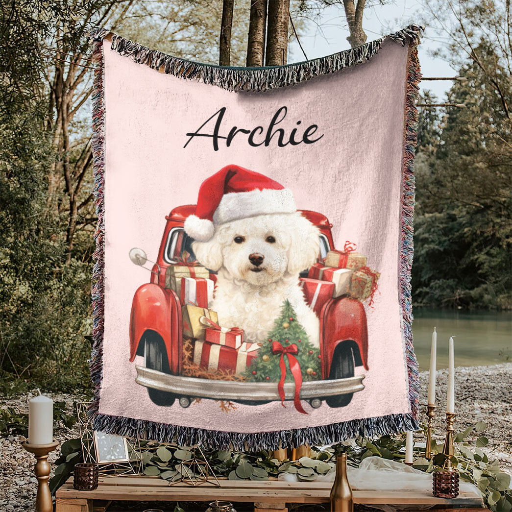 Personalized Pet Christmas Car Woven Blanket