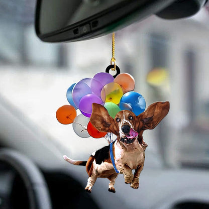 Basset Hound Dog Fly With Bubbles Car Hanging Ornament