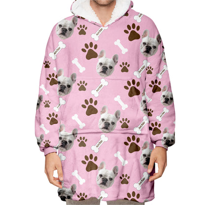 Personalized Pet Photo And Name Oodie Blanket Hoodie