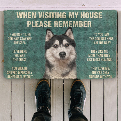 Please Remember Husky Dog's House Rule Doormat
