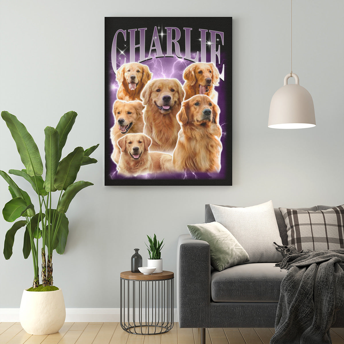 Personalized Pet Dog Cat Vintage Photo And Name Printed Canvas
