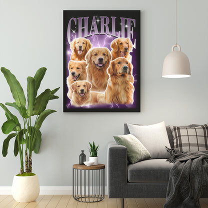 Personalized Pet Dog Cat Vintage Photo And Name Printed Canvas