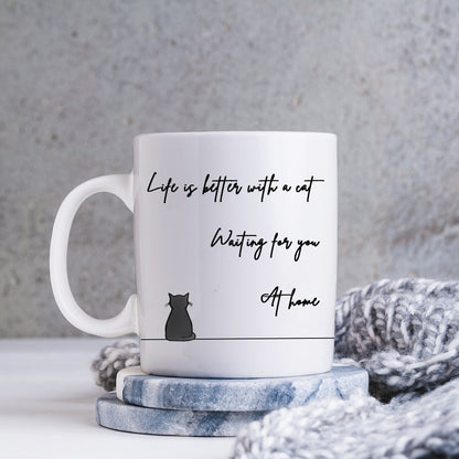 Sitting Cat and Sleeping Cat Coffee Mug