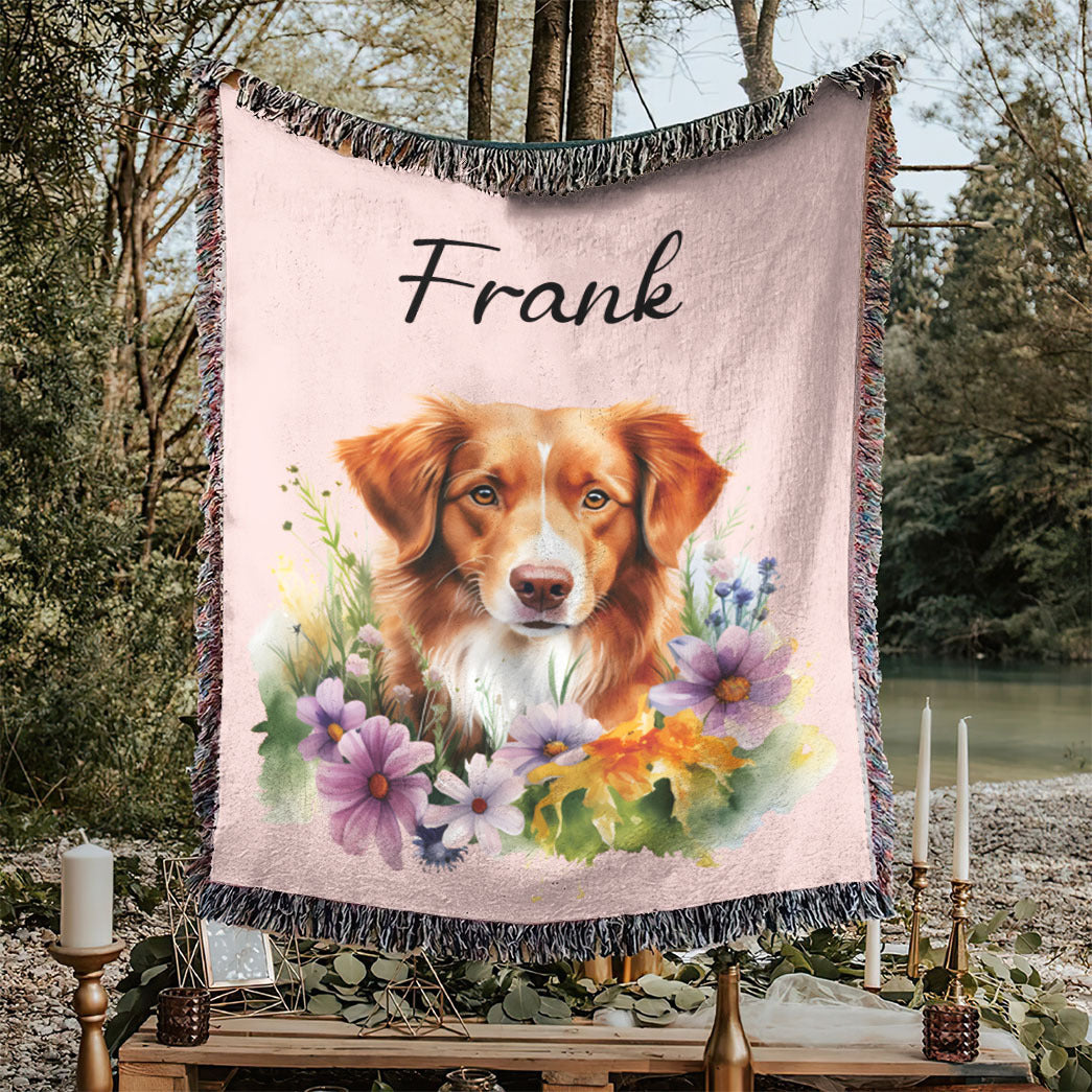 Personalized Pet Flower Christmas Woven Blanket