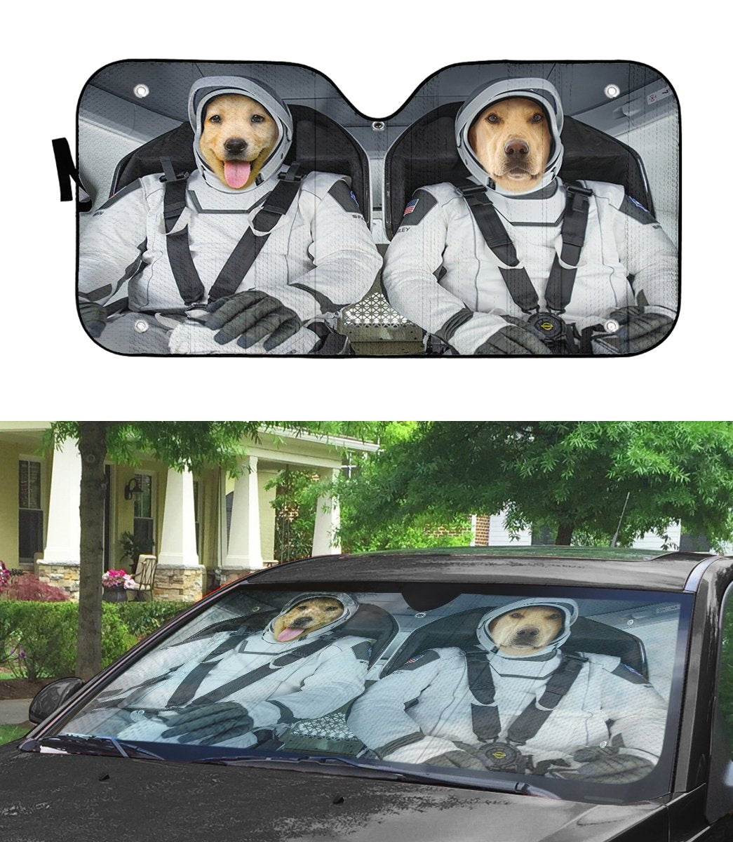 Yellow Labrador Retriever SpaceX Custom Car Auto Sunshade