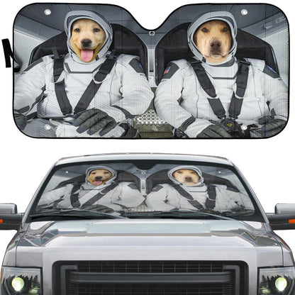 Yellow Labrador Retriever SpaceX Custom Car Auto Sunshade