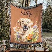 Load image into Gallery viewer, Personalized Pet Flower Christmas Woven Blanket
