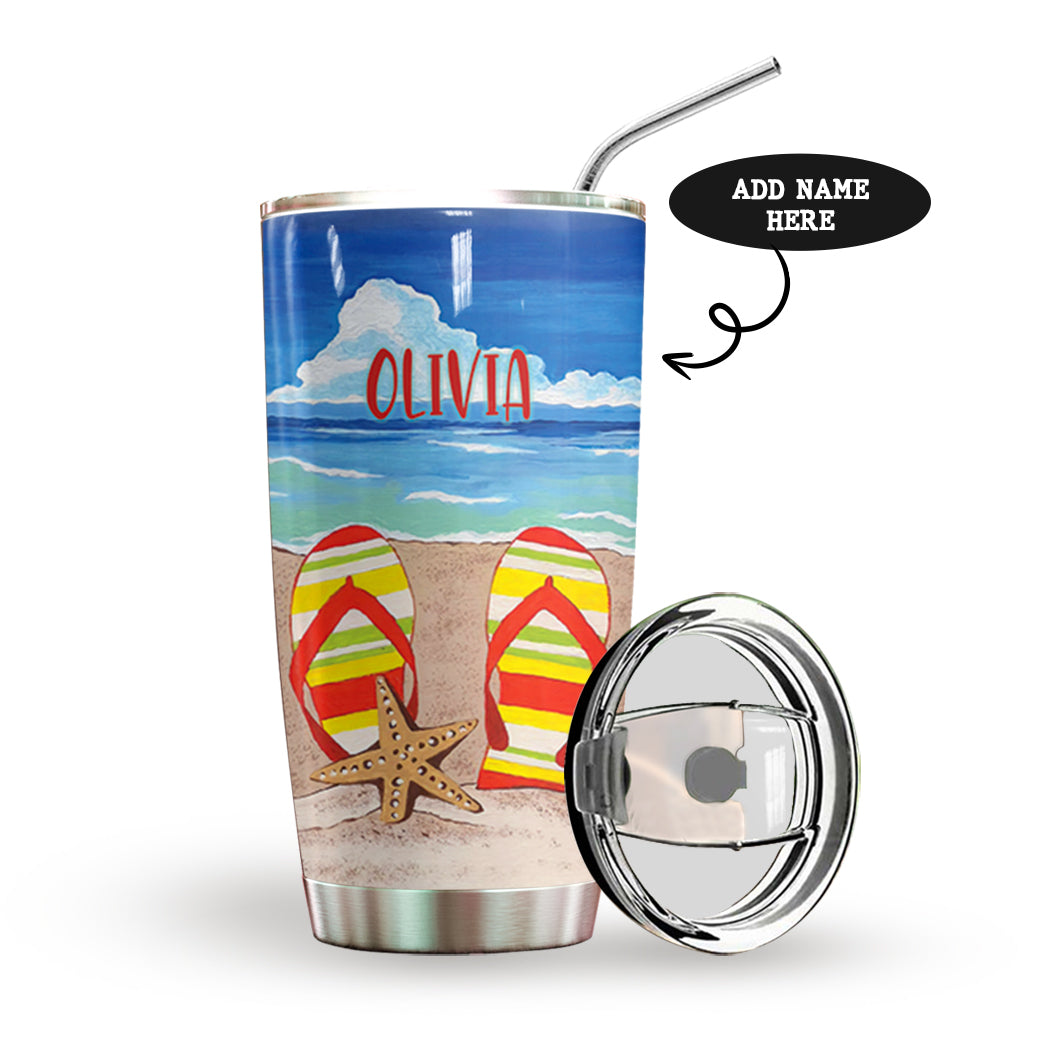 Flip Flop Wearing Personalized Tumbler