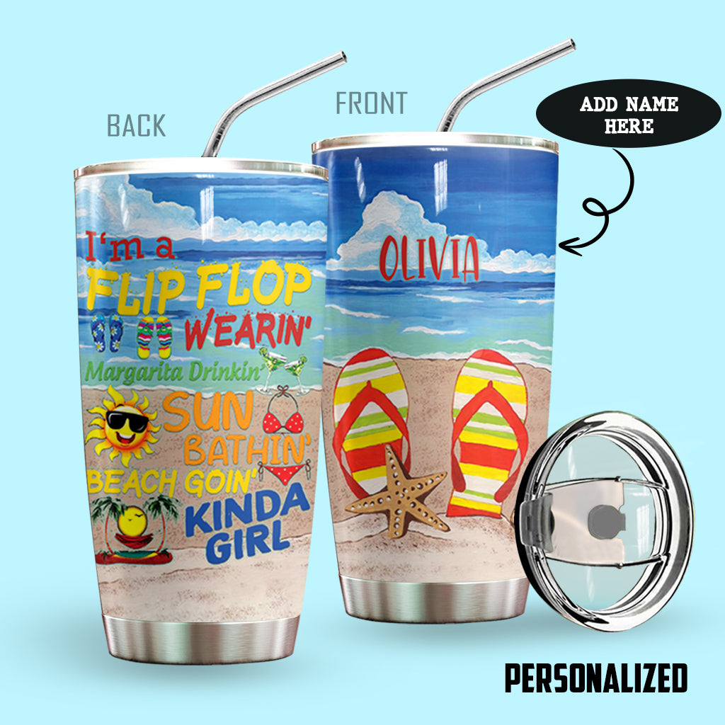Flip Flop Wearing Personalized Tumbler