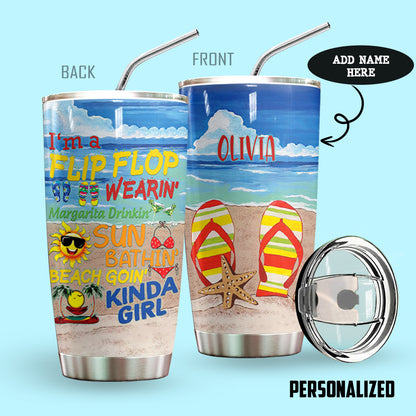 Flip Flop Wearing Personalized Tumbler
