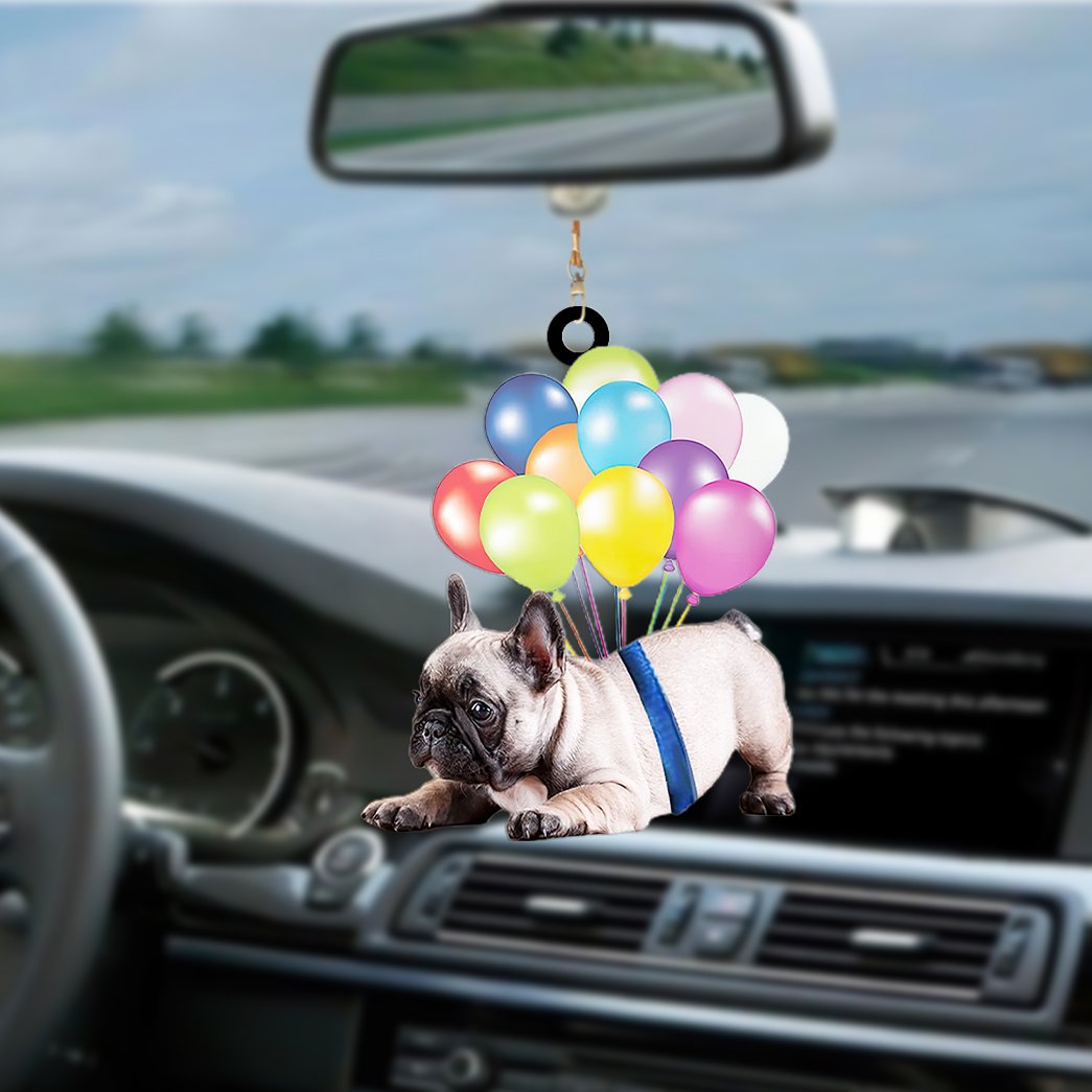 French Bulldog Puppy Fly With Bubbles Car Hanging Ornament