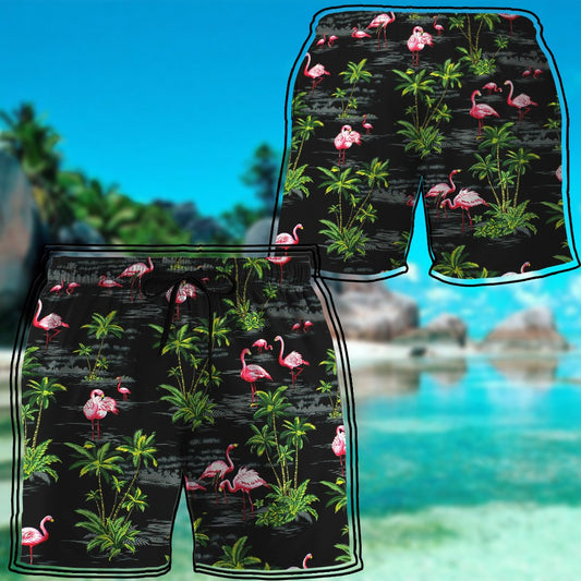 Pink Flamingo Island Beach Shorts