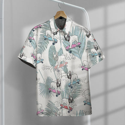French Bulldog On Skateboard Hawaii Button Shirt