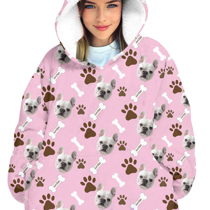 Personalized Pet Photo And Name Oodie Blanket Hoodie