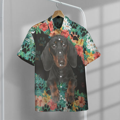 Dachshund Hawaii Button Shirt