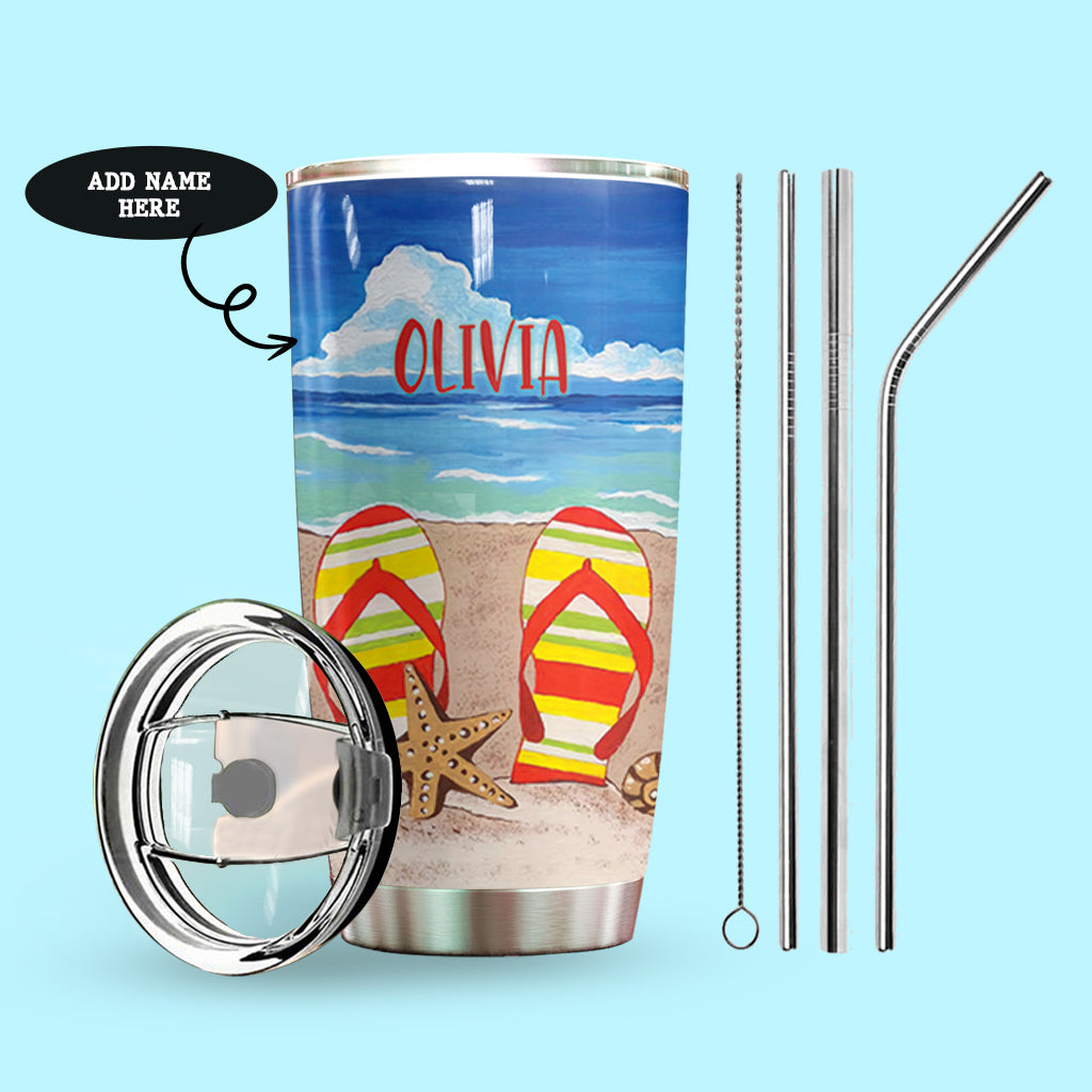 Flip Flop Wearing Personalized Tumbler