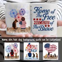 Load image into Gallery viewer, Girl And Dogs 4th Of July US Independence Day Personalized Mug - Name, Skin, Hair, Dog, Background, Quote can be customized
